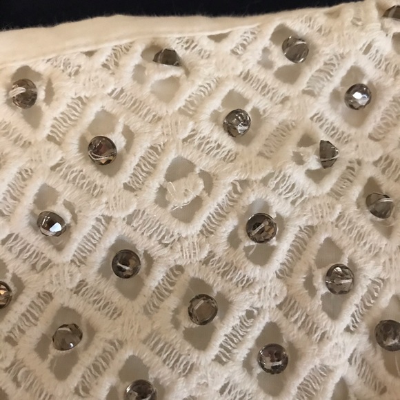 ZARA White Crochet Rhinestone Skirt - Picture 6 of 6